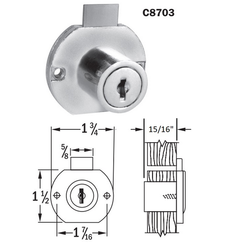 CompX National Cabinet Lock C8703-C413A-4G - National 15/16 Disc