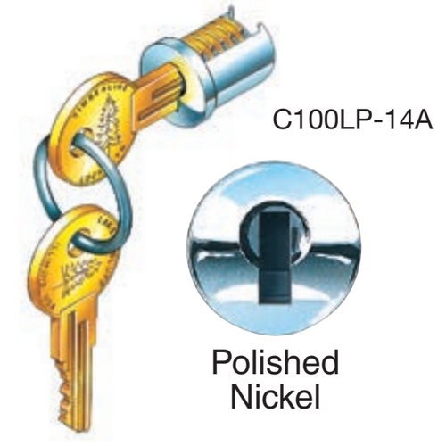 TimberLine C100LP Key Plug Assembly Keyed Alike to 102T, Polished Nickel Finish - TL C100LP-102T-14A