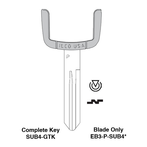 Ilco EB3-P-SUB4 Subaru Electronic Key Blade Only
