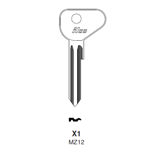 X1 Ilco Key Blank Made in USA Locksmith 1 MZ12 